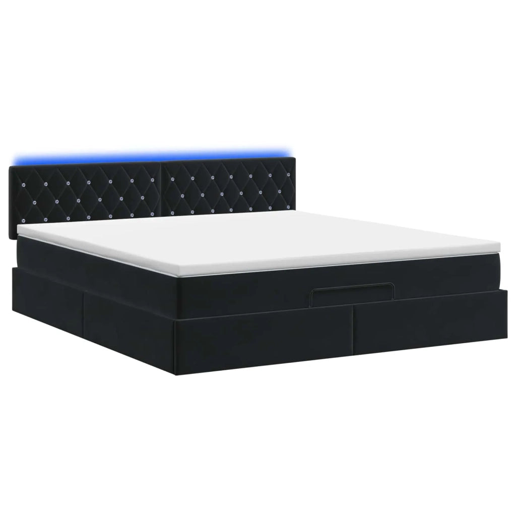 Letto Ottomano con Materasso e LED Nero 140 x 200 cm Velluto 3457073