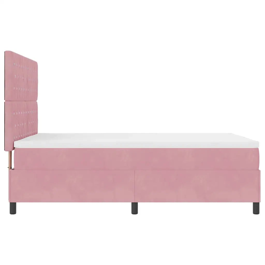 Letto a Sorgente LED con materasso Rosa 140 x 190 cm Velluto 3343249