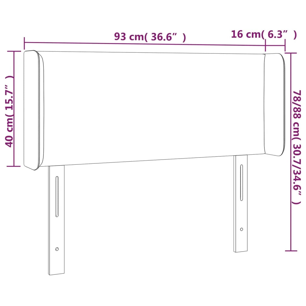 Testiera ad Orecchio Grigio Scuro 93x16x78/88 cm in Velluto 3118525