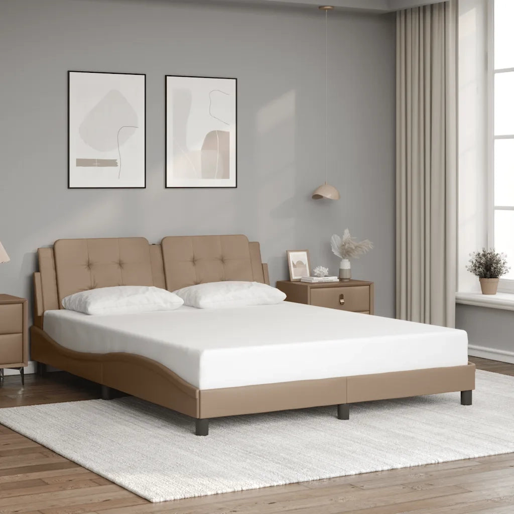Letto matrimoniale | Letto per adulti | Giroletto senza Materasso Zadar Cappuccino 160x200 cm in Similpelle