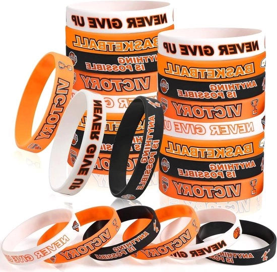 36 pezzi di bracciali di basket in silicone motivanti - decorazione e regalo per i fan di basket - bambini e adolescenti - bracciali sportivi - 236 pollici di silicone