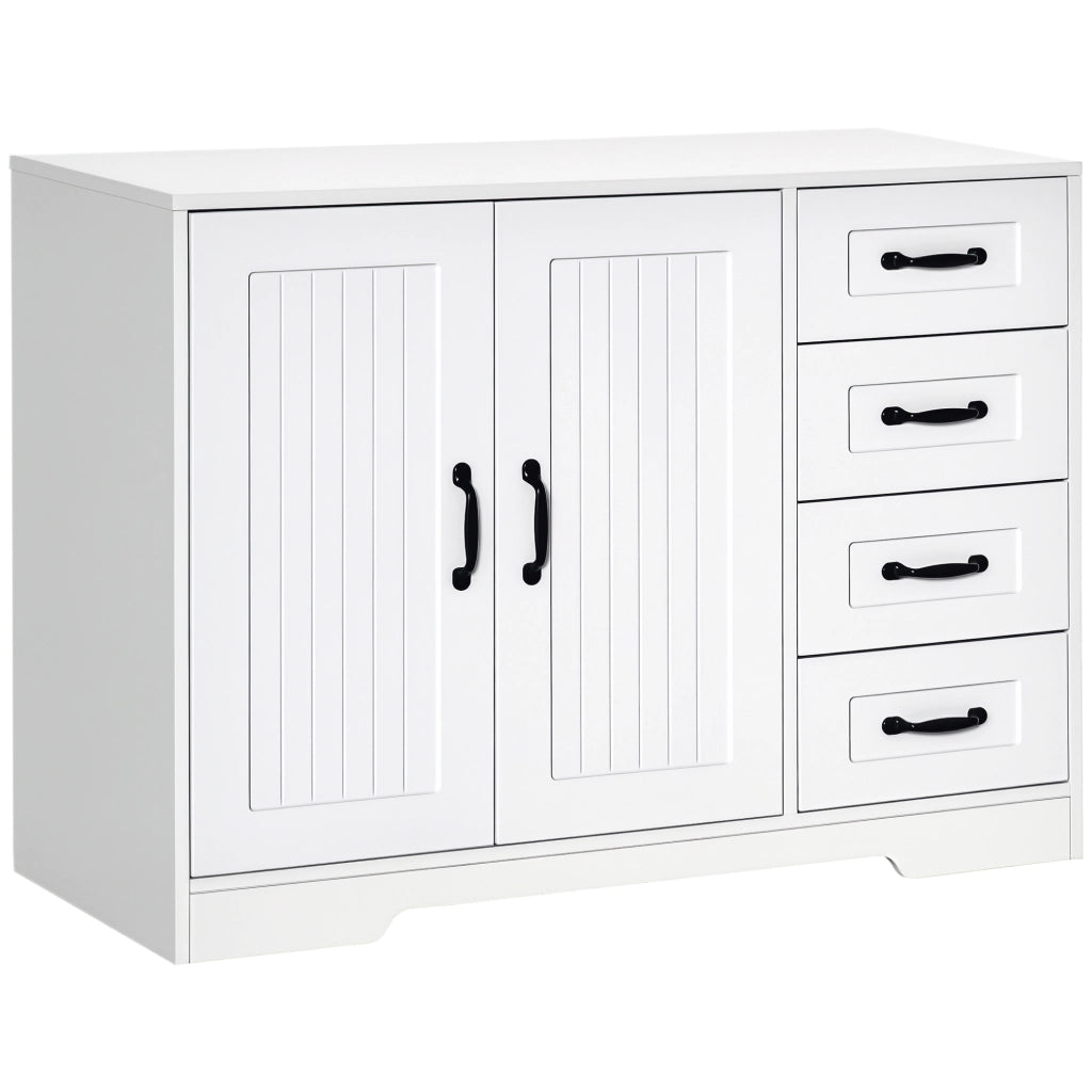 Cassettiera Moderna con 4 Cassetti e Anta ¨C Zephmum ¨C Bianco 105x40x76