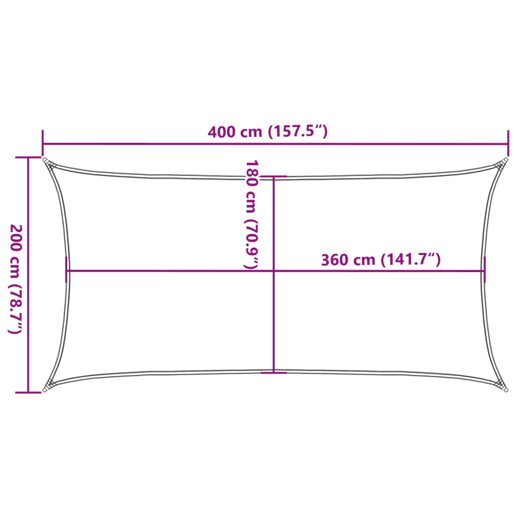 Parasole a Vela HDPE Rettangolare 2x4 Beige 42283