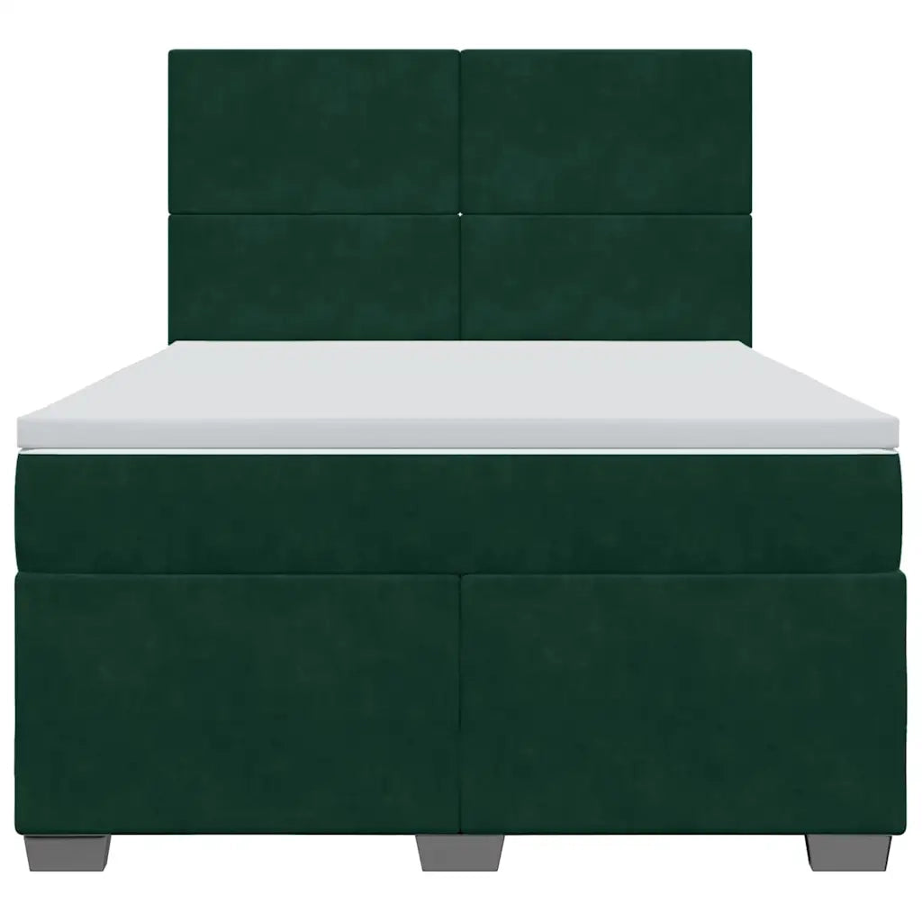 Giroletto a Molle con Materasso Verde Scuro 140x190 cm Velluto