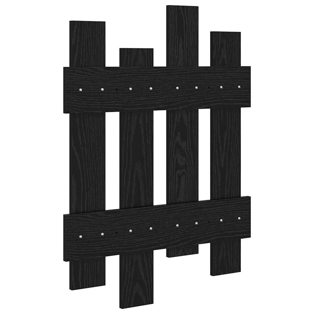 Appendiabiti a muro A parete Rovere Nero 60 x 3 x 82 cm 874476