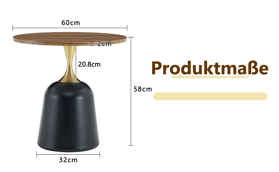 TAVOLINO Rotondo 70x69x40 cm Melamina Noce e Nero