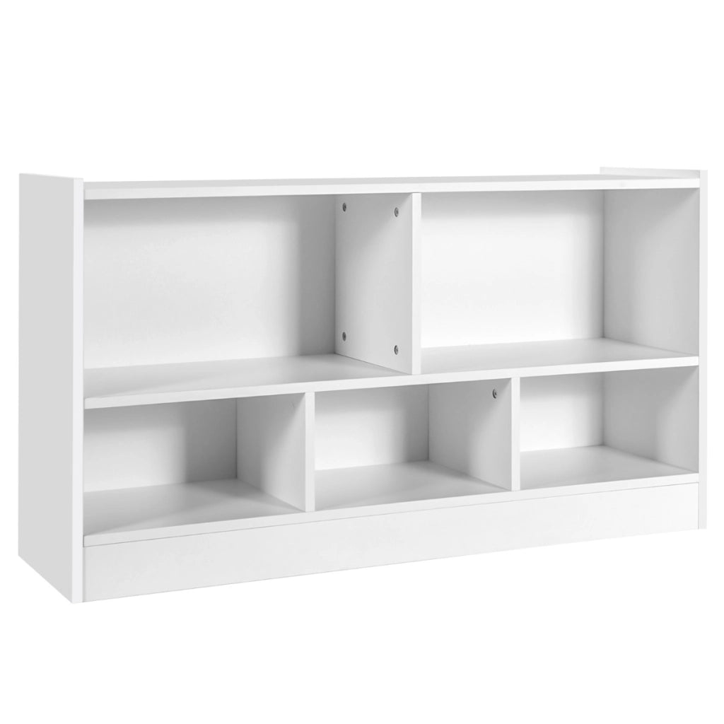 Libreria a 5 cubi per bambini e organizer giocattoli, Scaffale di legno con 5 scompartimenti per stanza Bianco