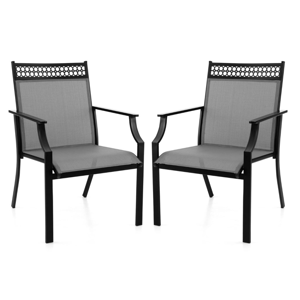 Set di 2 sedie da pranzo per giardino con schienale alto tessuto a rapida asciugatura, Sedie da esterno Grigio