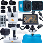 Set Microscopio Professionale Mercury Pro con Telecamera, Display 8" e Tappetino in Silicone – Testa Trinoculare