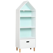 Libreria per Bambini con Cassetto e Ripiani ¨C Minimal ¨C Bianca e Azzurra 50x30x142cm