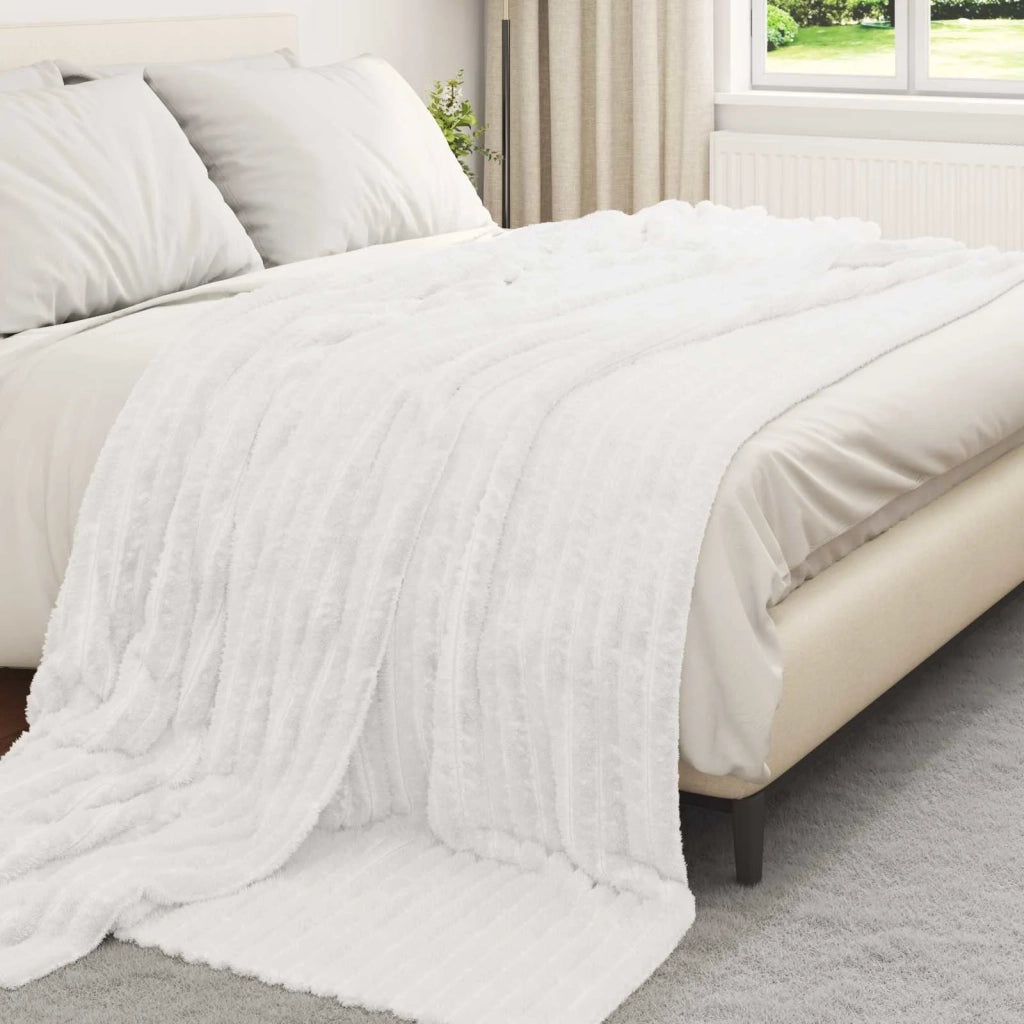 Coperte da Pile 6 pcs Bianco 240 x 220 cm Panno