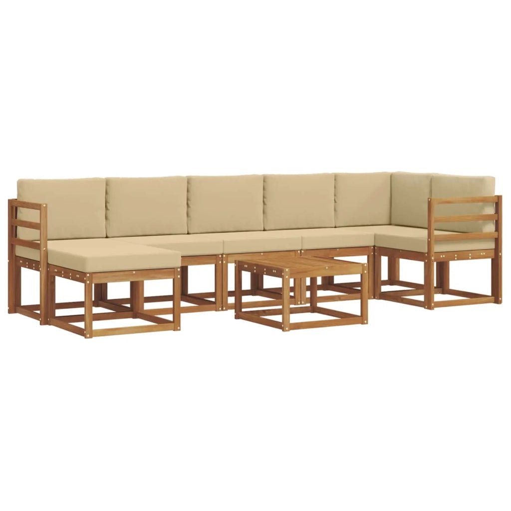 Set di divani da esterno con cuscino 8 pcs Naturale e Beige 3366731
