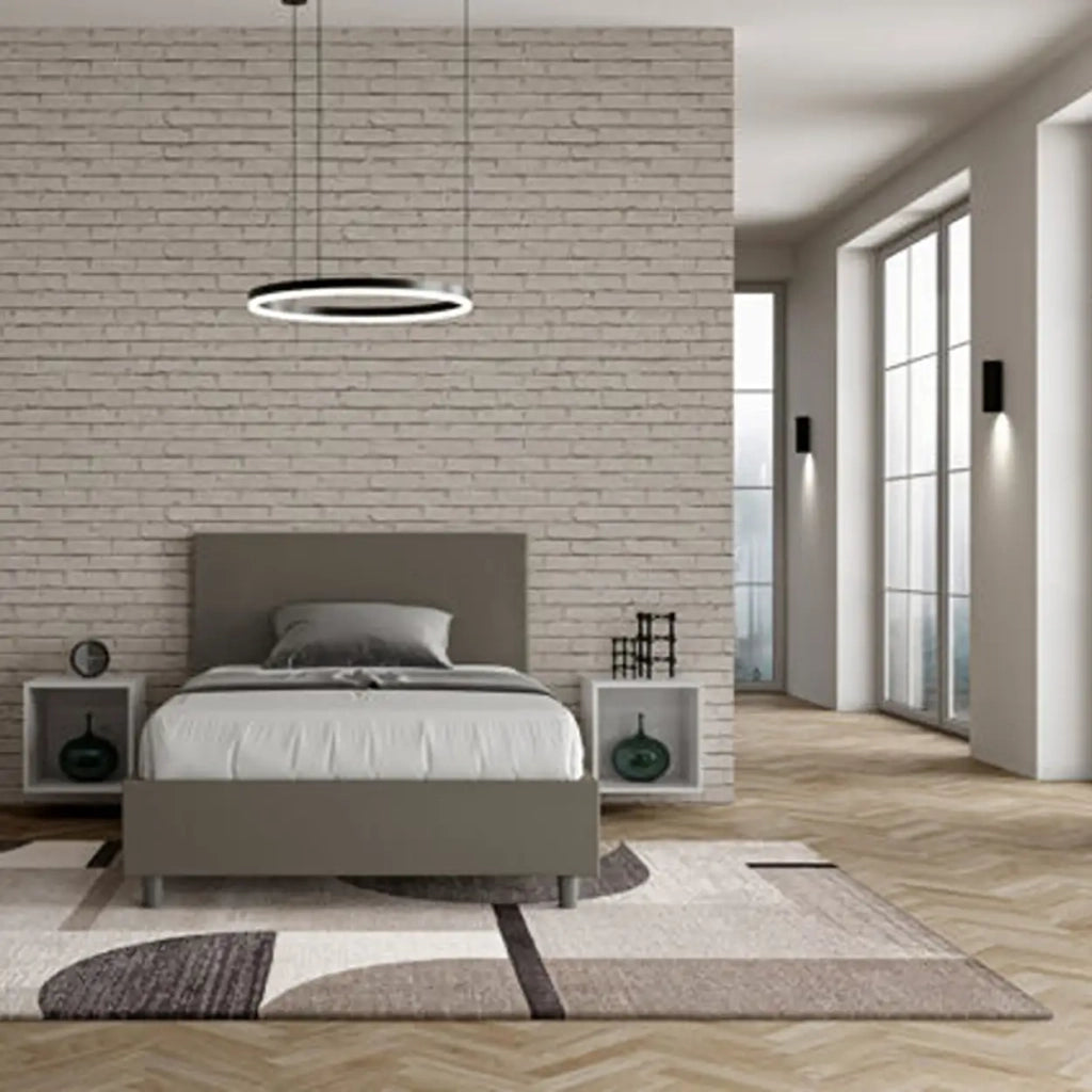 Letto una piazza e mezza senza rete imbottito 120x210 similpelle cappuccino Adele