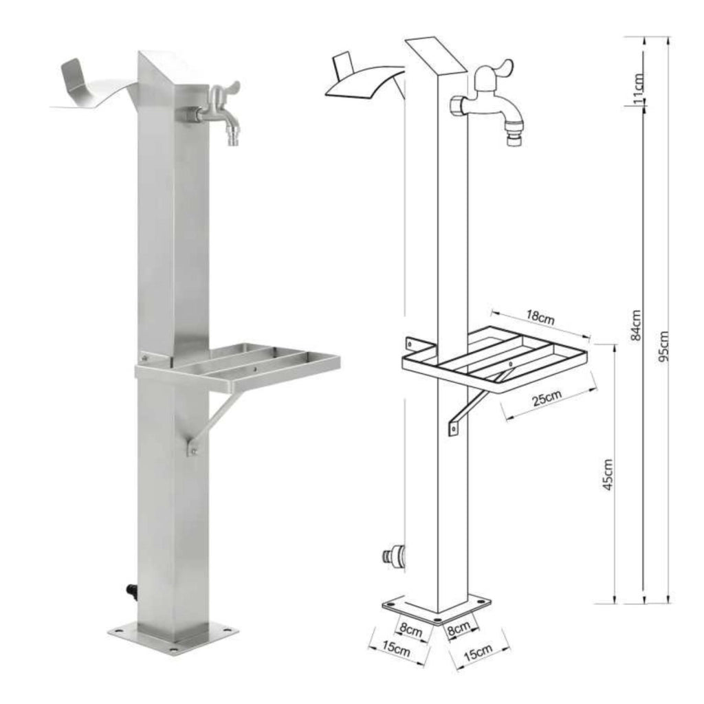 Fontana da giardino a colonna esterno magnolia acciaio inox spazzolato h 95 cm *** confezione 1
