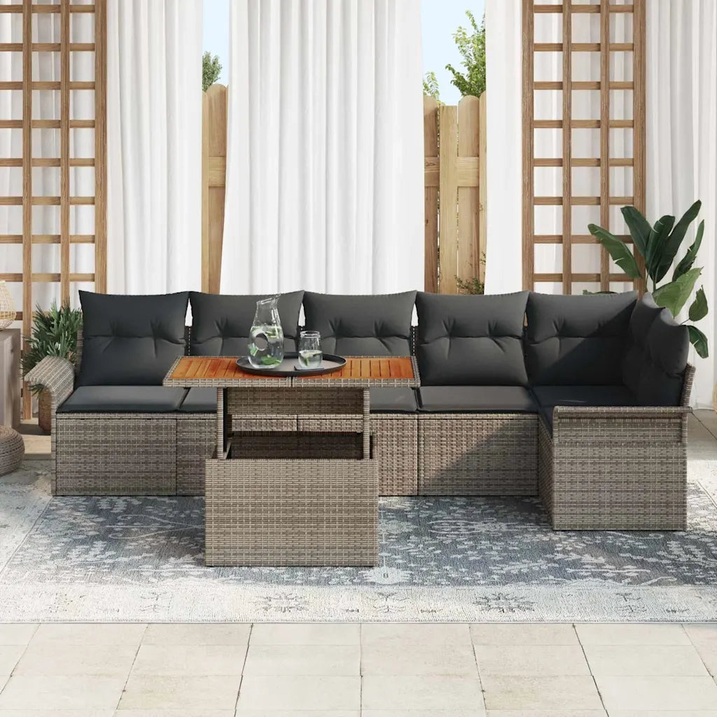 Set Divano da Giardino 7 pcs Grigio Poly Rattan 3358078