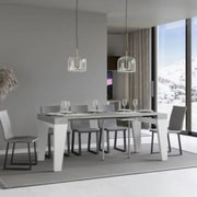 Consolle allungabile 90x40/196 cm Naxy Mix Small piano cemento - struttura bianco frassino