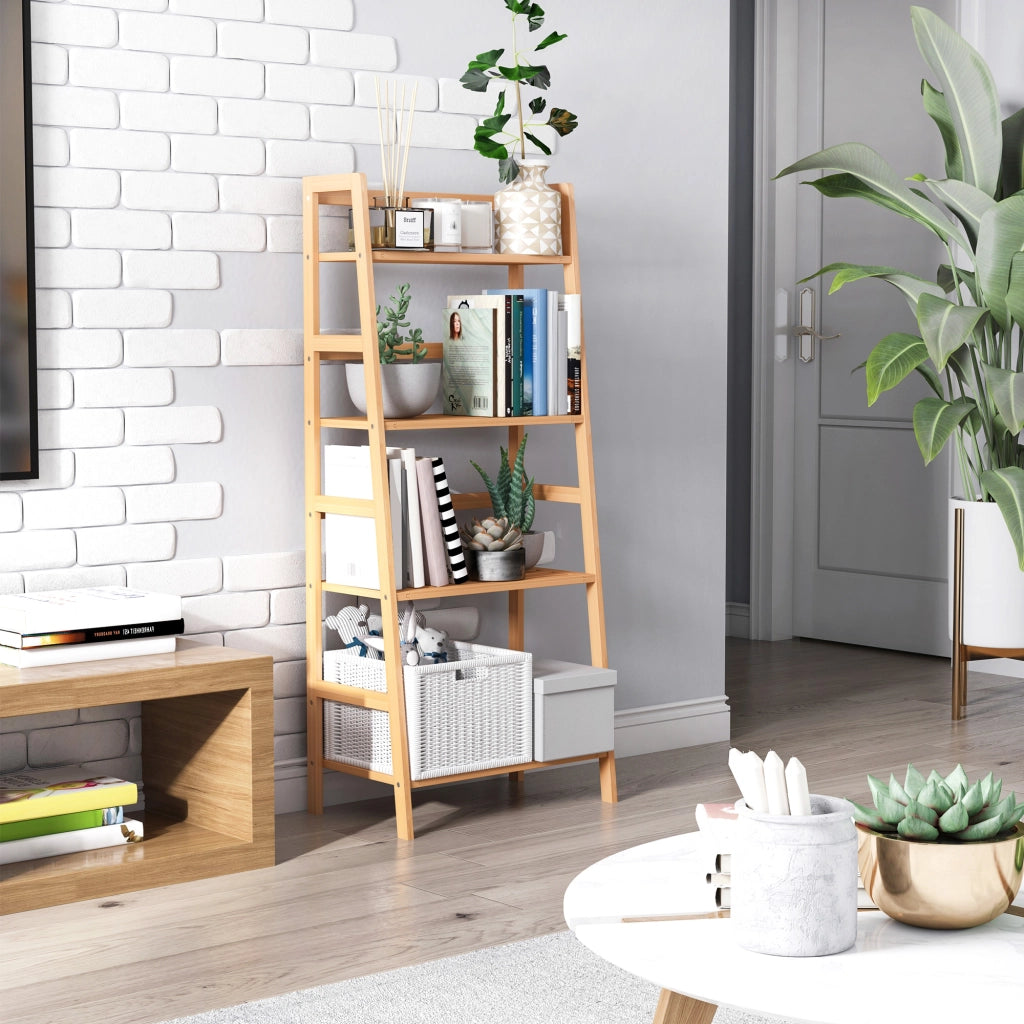 Libreria a scala 4 livelli in bambu' ¨C Zephmum ¨C 48x31,5x120 cm