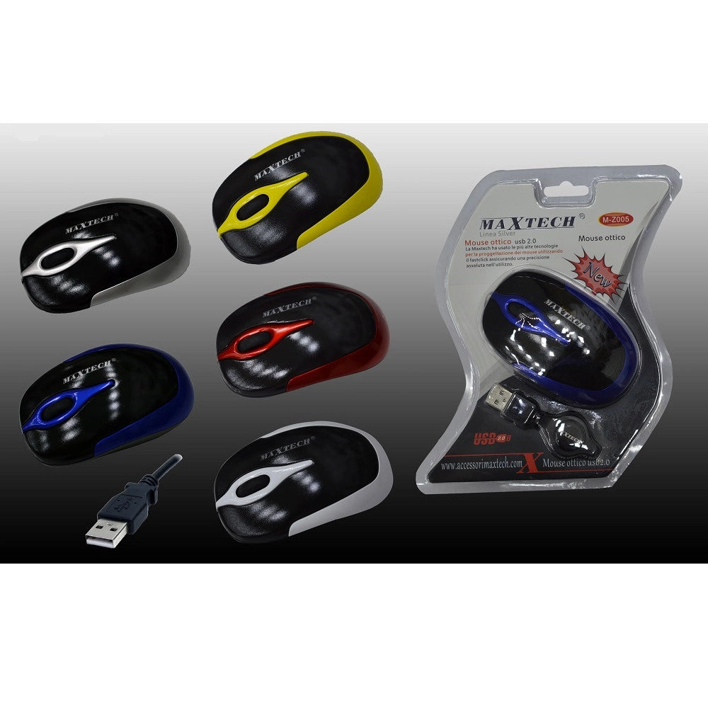 Trade Shop - Mouse Con Cavo Usb Ottico Per Computer Pc Portatile Notebook Filo Maxtech M-z005 -