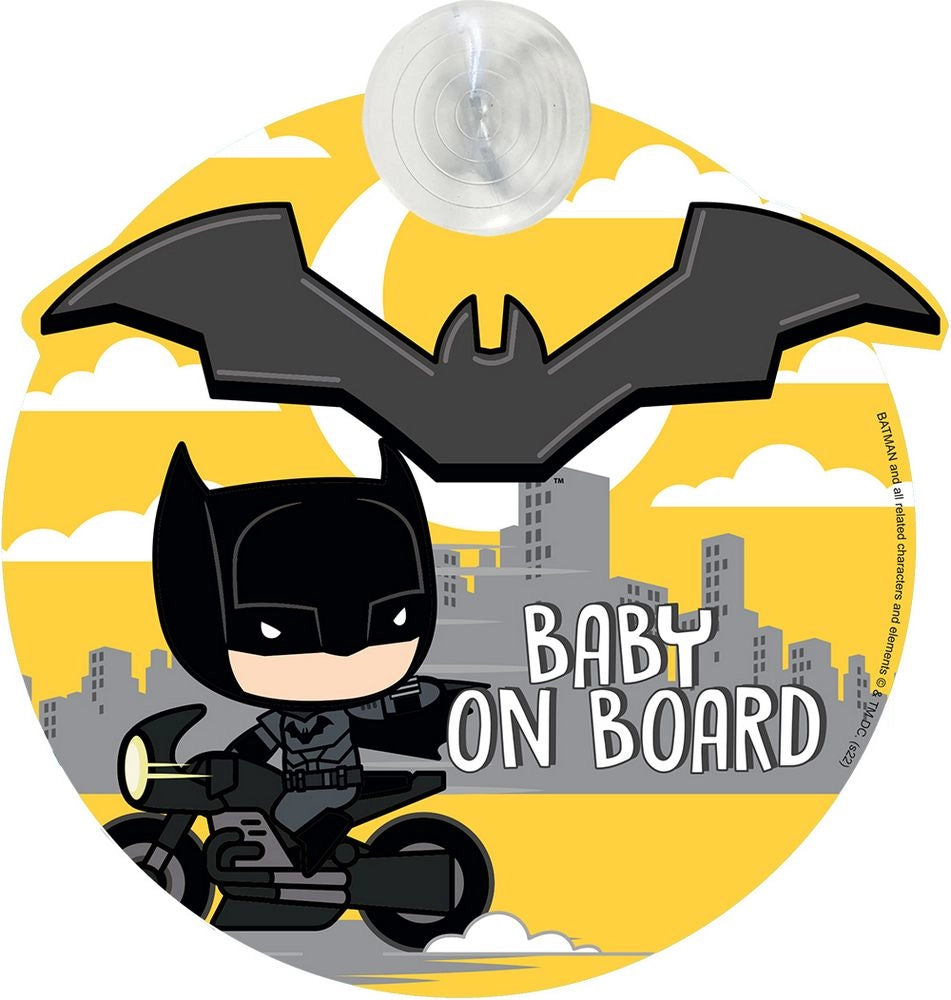 Cartello bimbo a bordo a ventosa con grafiche DC Batman