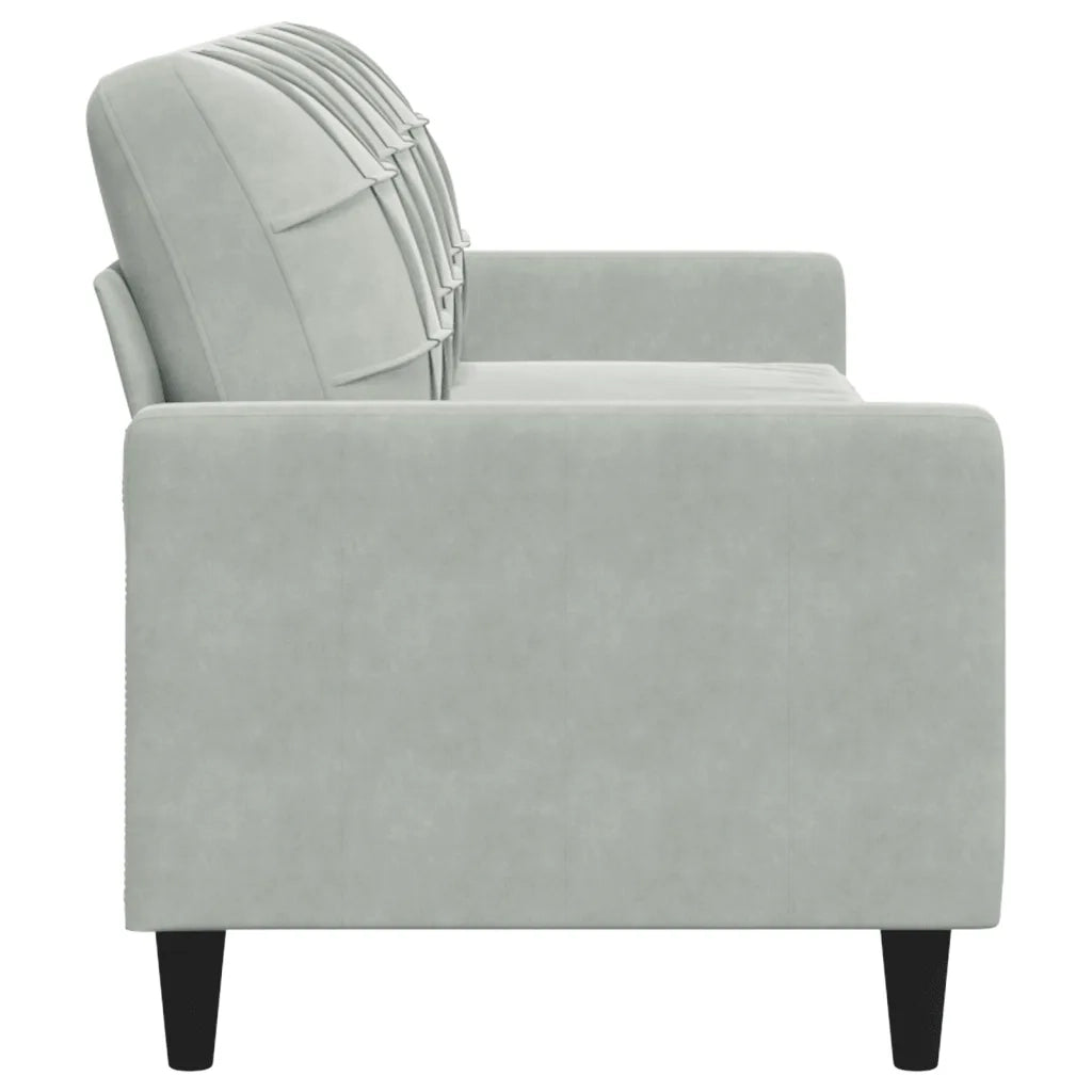 Divano a 3 Posti-Sofa 3 Posti Grigio Chiaro 210 cm in Velluto