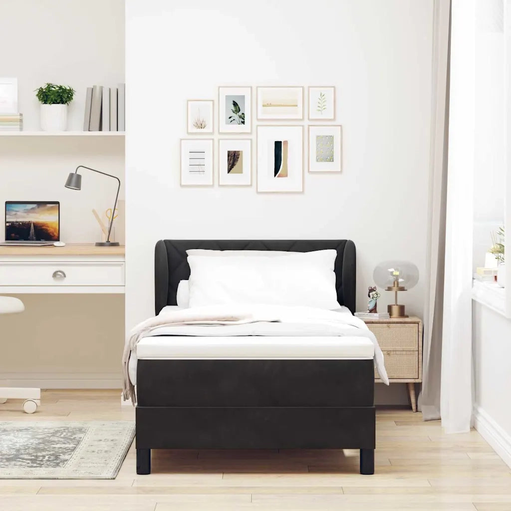 Letto a molle con testiera Nero 100 x 200 cm Velluto 3340432