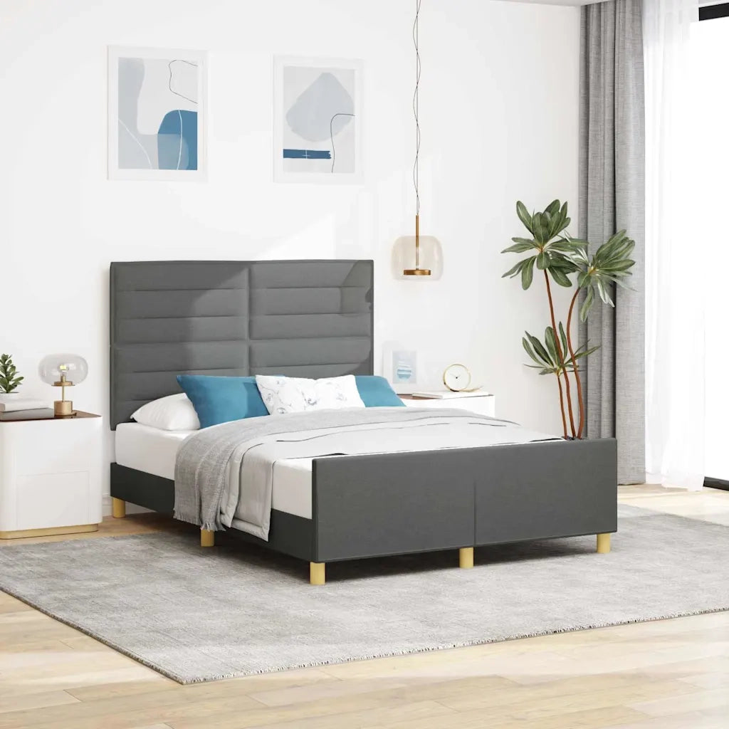 Struttura del letto Grigio scuro 140 x 190 cm Tessuto
