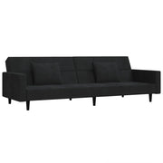 Divano letto | Sof¨¤ letto | Letto singolo a 2 Posti con 2 Cuscini Nero in Velluto