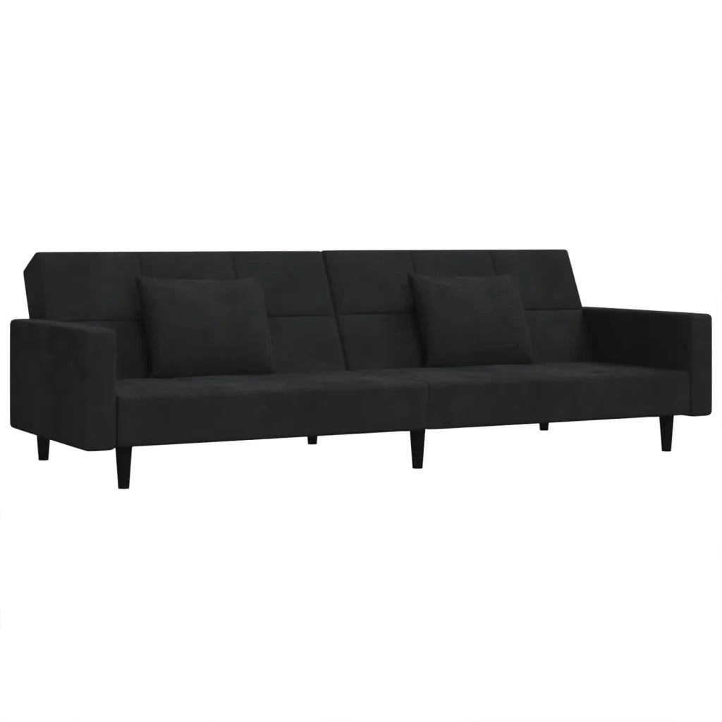 Divano letto | Sof¨¤ letto | Letto singolo a 2 Posti con 2 Cuscini Nero in Velluto