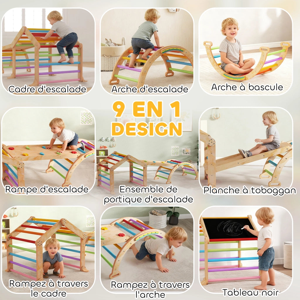 Casetta da gioco con scivolo e struttura arrampicata ¨C zephmum ¨C multicolore