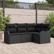 Set Divano da Giardino con archiviazione 4 pcs Nero polyrattan