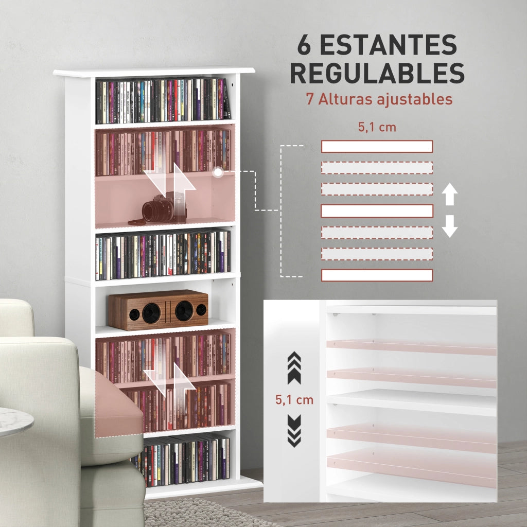 Libreria per CD e DVD ¨C Minimal ¨C Bianco 58x24x126,3 cm