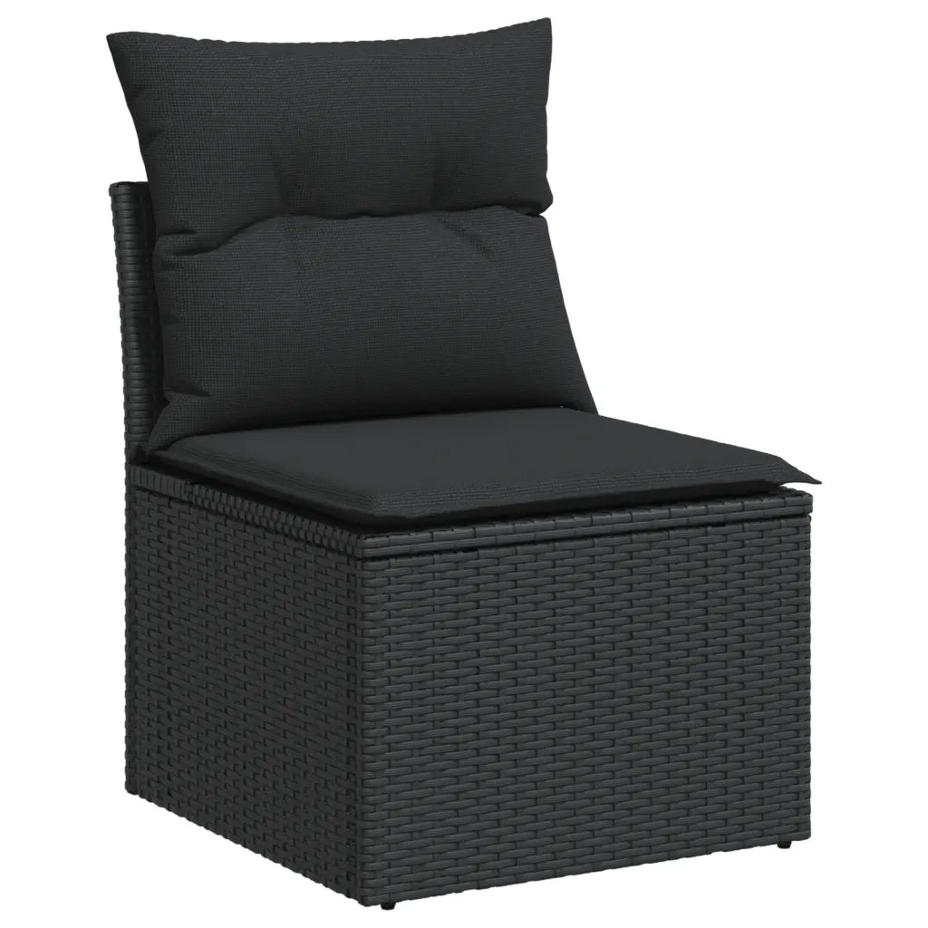 Set Divani da Giardino 5 pz | Set Salotto da Giardino con Cuscini in Polyrattan Nero