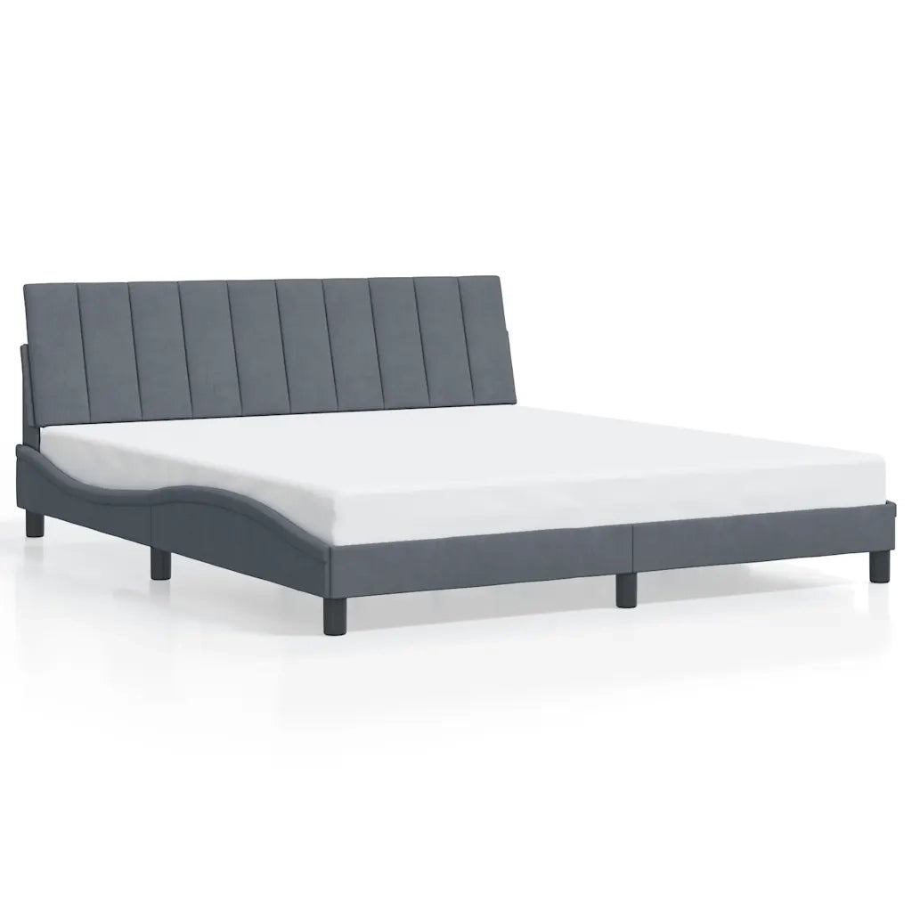 Letto matrimoniale | Letto per adulti | Giroletto senza Materasso Hanko Grigio Scuro 180x200 cm Velluto