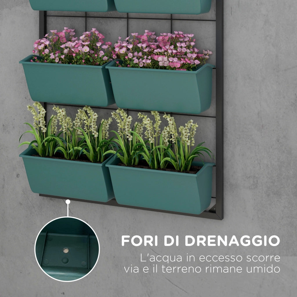 Orto Verticale da Parete ¨C Minimal ¨C Verde, Acciaio e Plastica, 52x14x66 cm