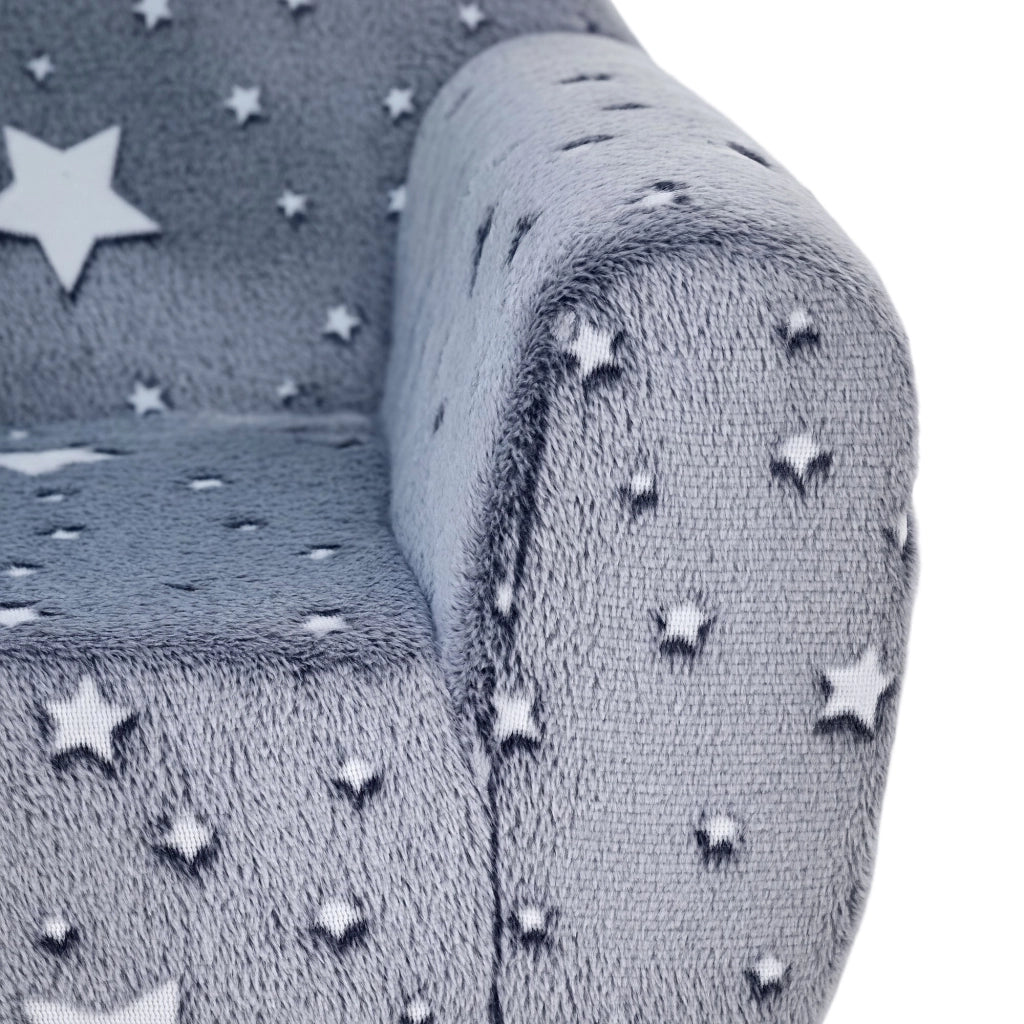 Poltrona per bambini ¨C Minimal ¨C grigio, velluto, con stelle fosforescenti