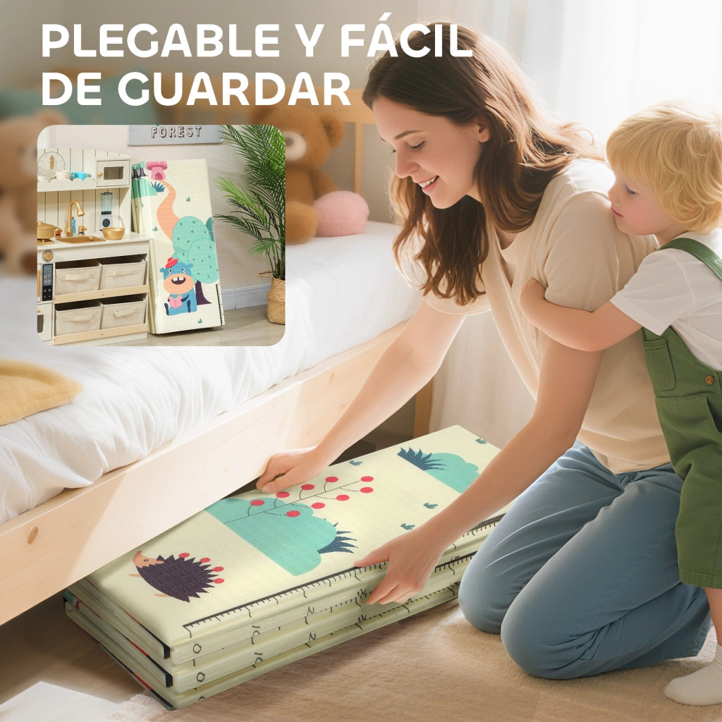 Tappeto Gioco Bambini Pieghevole ¨C Xylo ¨C 196x176x1,5 cm Imbottito Reversibile Impermeabile