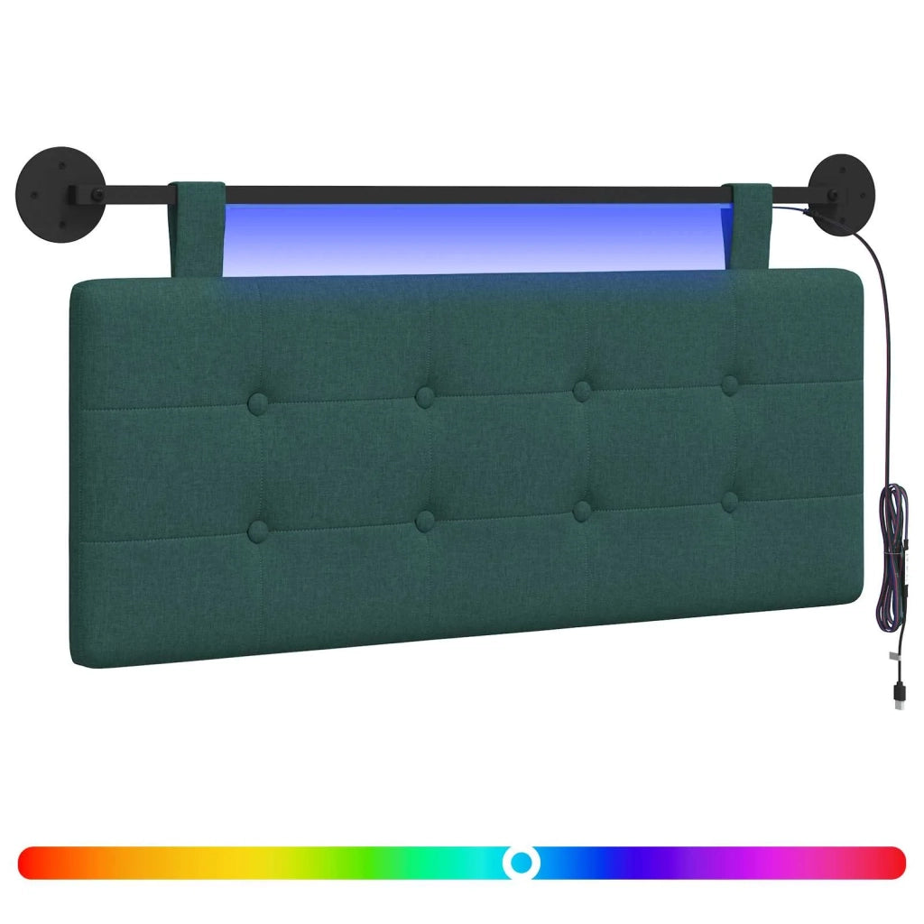Testiera sospesa Con luce LED Verde Scuro Tessuto 3424392