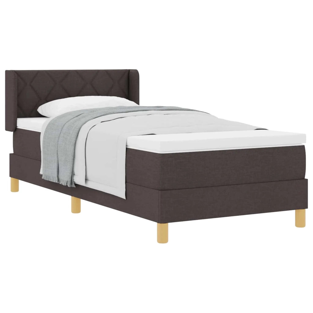 Letto a molle con testiera Marrone Scuro 190 x 90 cm Poliestere 3341331