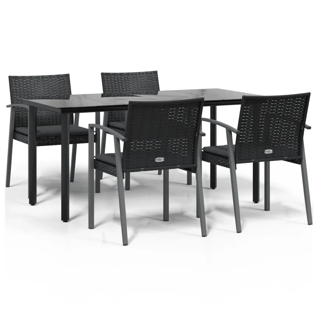 Set Pranzo da Giardino 5pz con Cuscini in Polyrattan e Acciaio 3186995