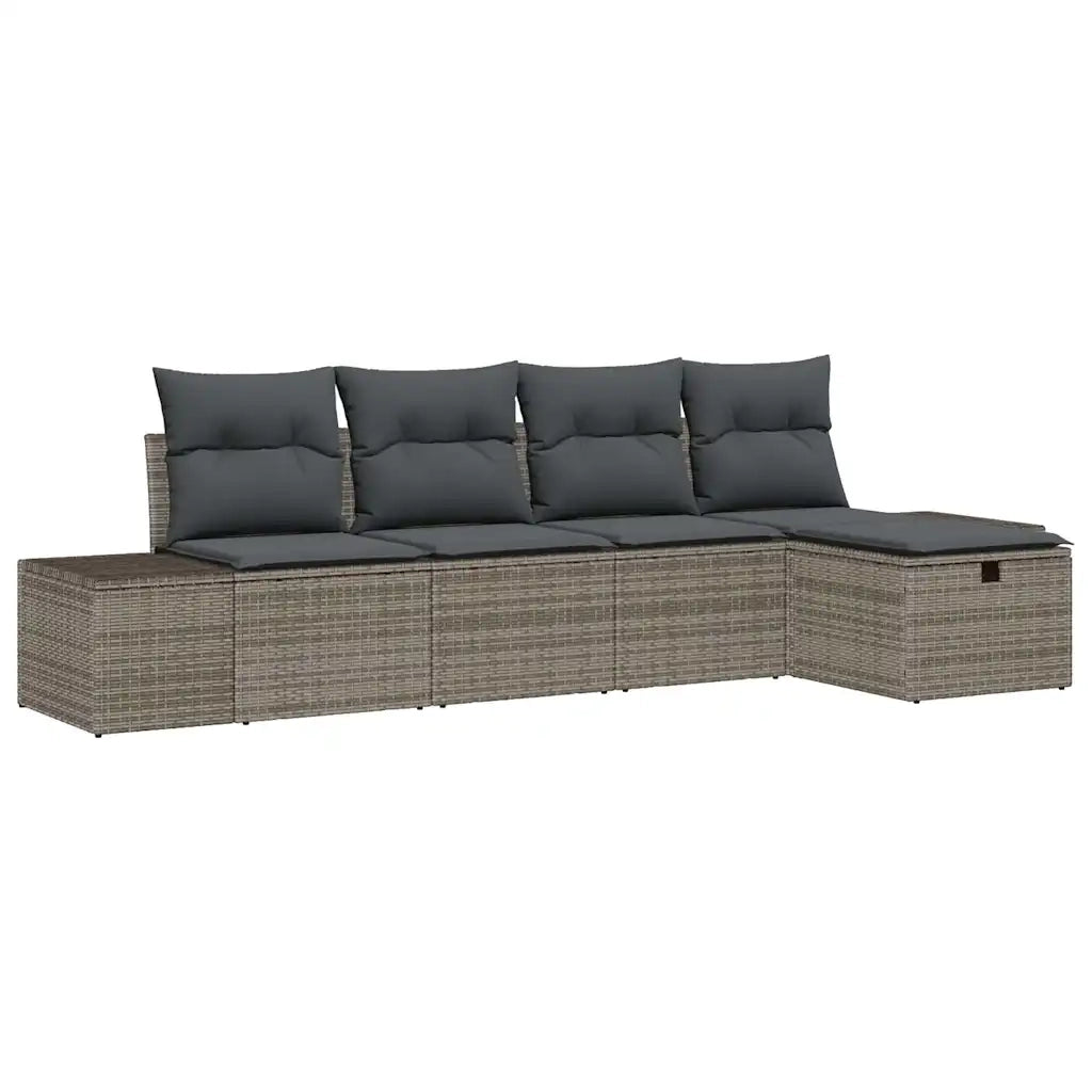 Set Divano da Giardino con cuscino 5 pcs Grigio polyrattan 3359358