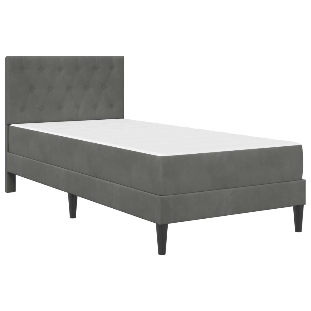 Struttura letto con materasso-Giroletto Grigio scuro 90 x 190 cm Velluto 932189