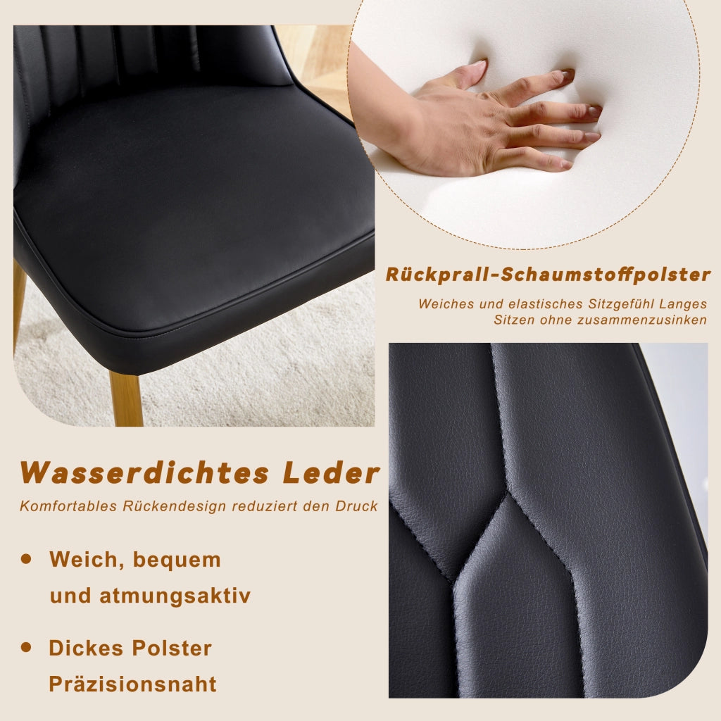 Sedie da Pranzo in Similpelle Nera con Gambe in Metallo ¨C MINIMAL ¨C Set 2 Pezzi