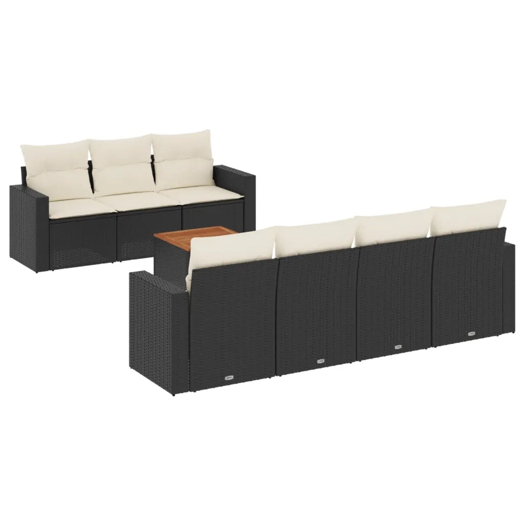 Set Divani da Giardino con Cuscini 8 pz Nero in Polyrattan 3224026