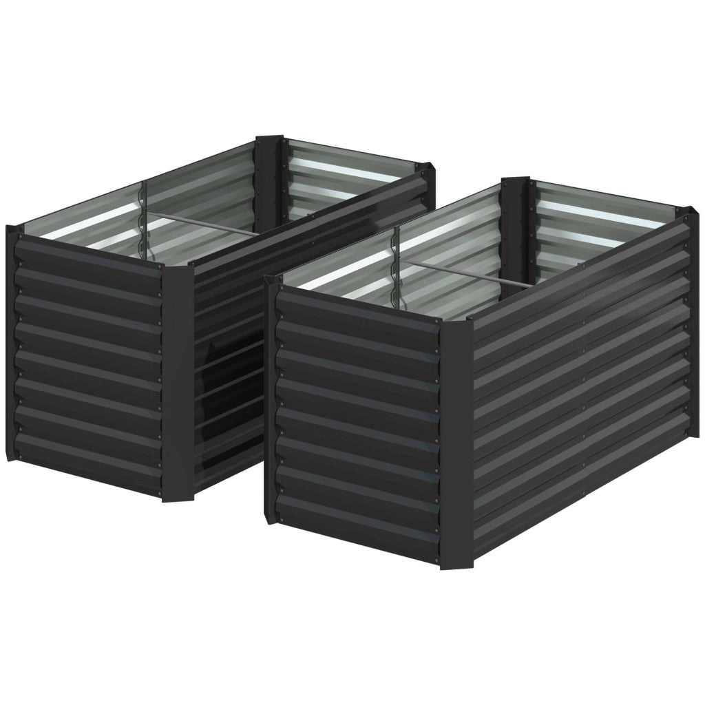 Aiuola Rialzata Set 2 Pezzi Rettangolari ¨C Minimal ¨C Acciaio Zincato Grigio Scuro 120x60x60 cm