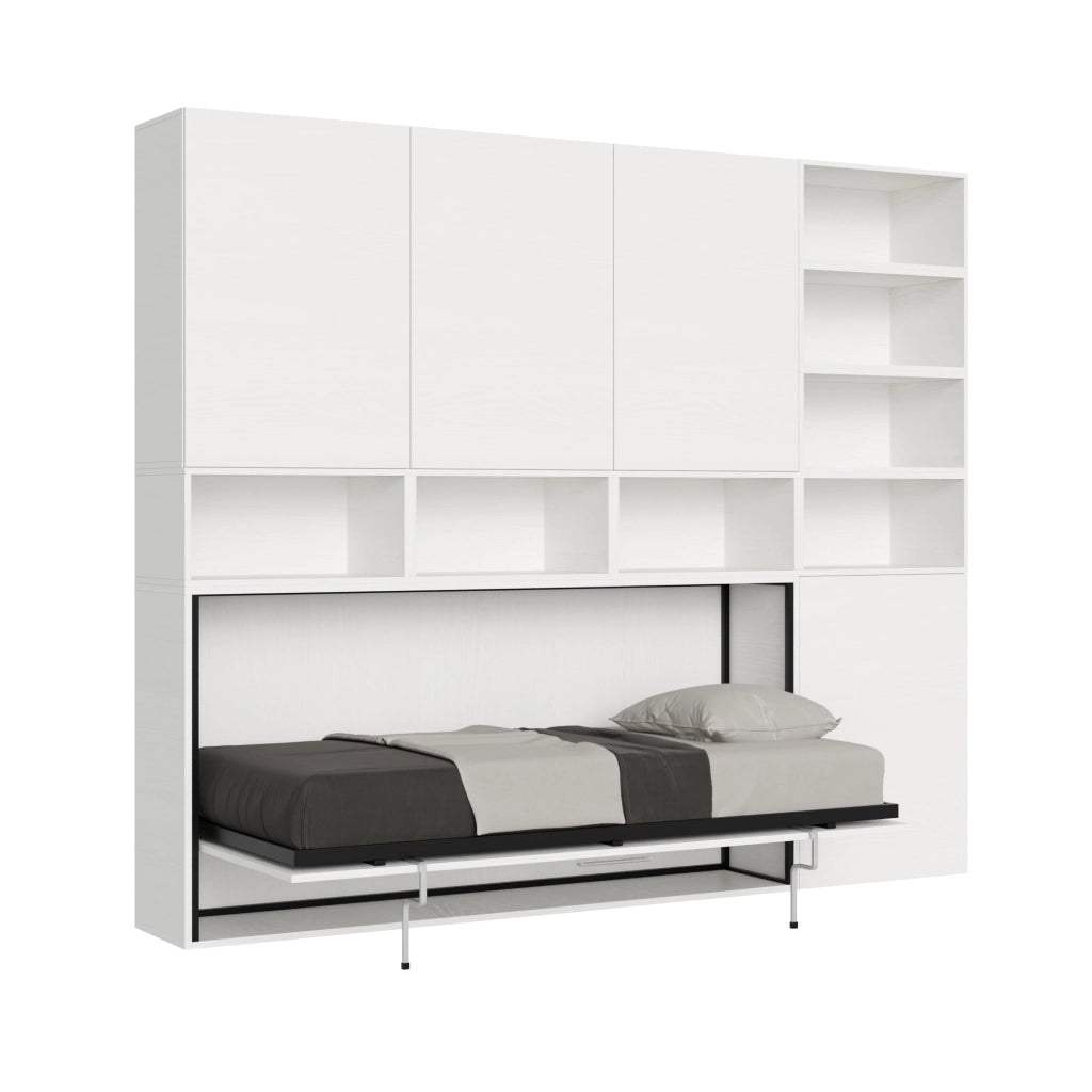 Letto Singolo a Scomparsa Composizione E Kando H226,7 Bianco Frassino