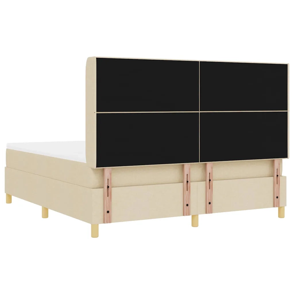 Letto a molle con strisce LED Crema 180 x 200 cm Tessuto 3343712