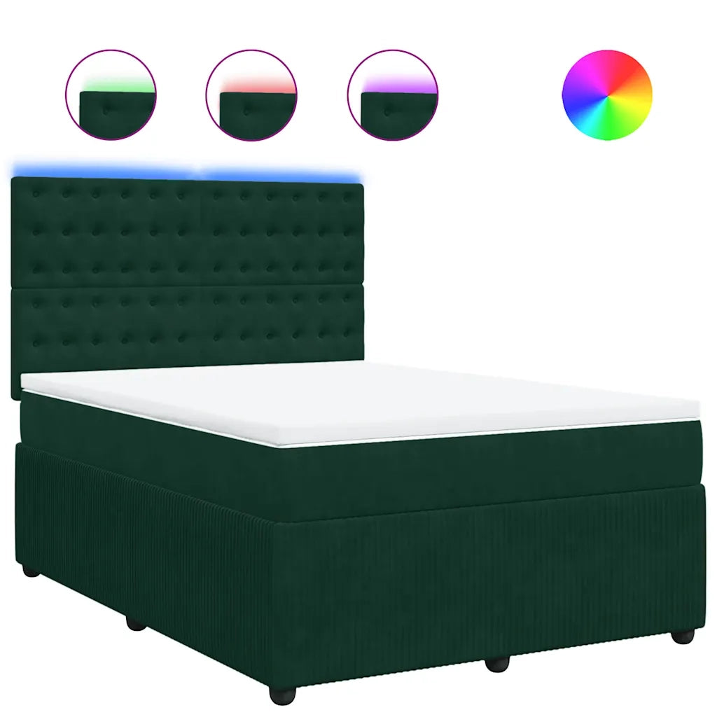 Giroletto a Molle con Materasso Verde Scuro 160x200 cm Velluto 3294697