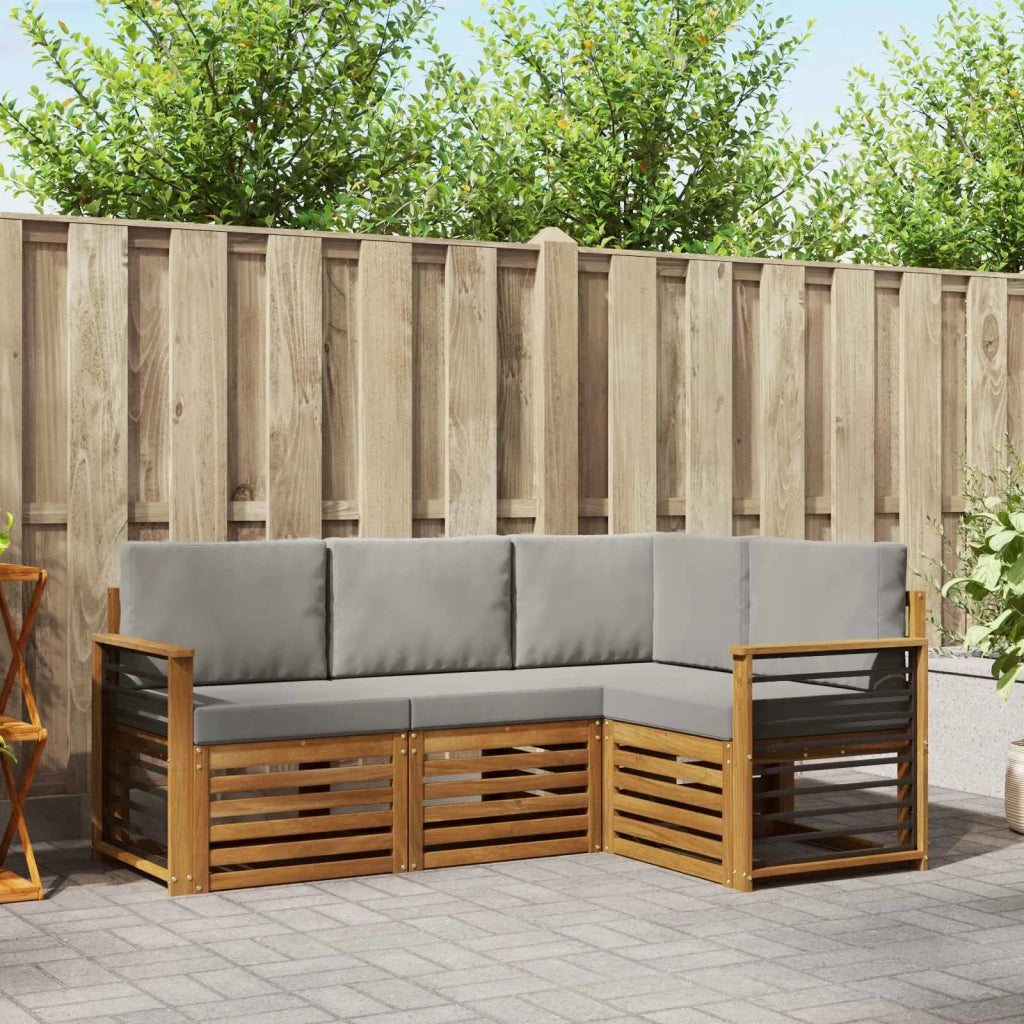 Set divani con cuscino 4 pcs Grigio Naturale e Chiaro 3374741