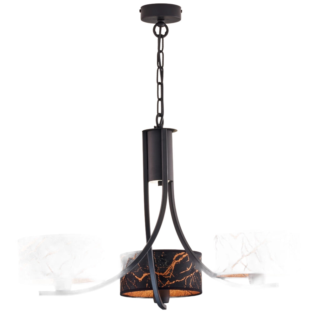 Lampada a sospensione nera rame 3xE27 Arthur Jupiter