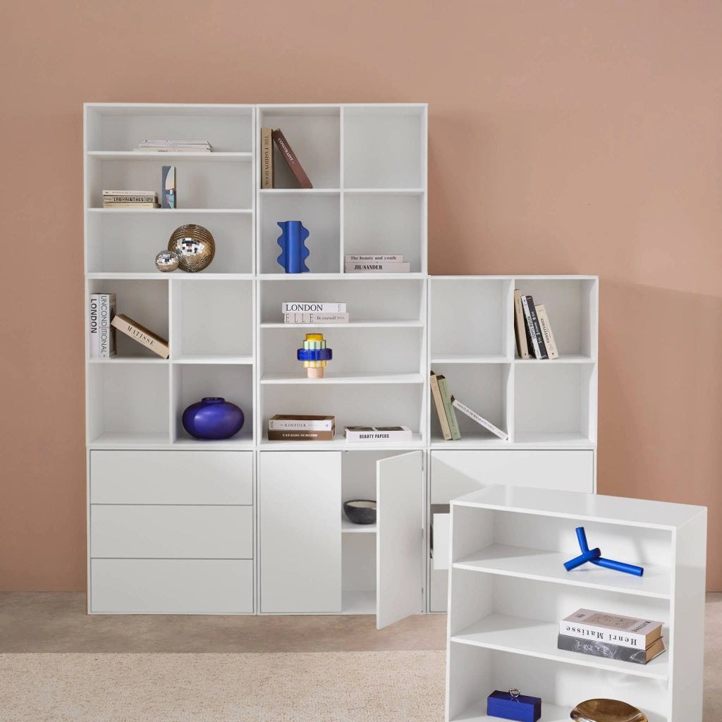 Libreria modulare decorativa in legno con 9 elementi, bianco